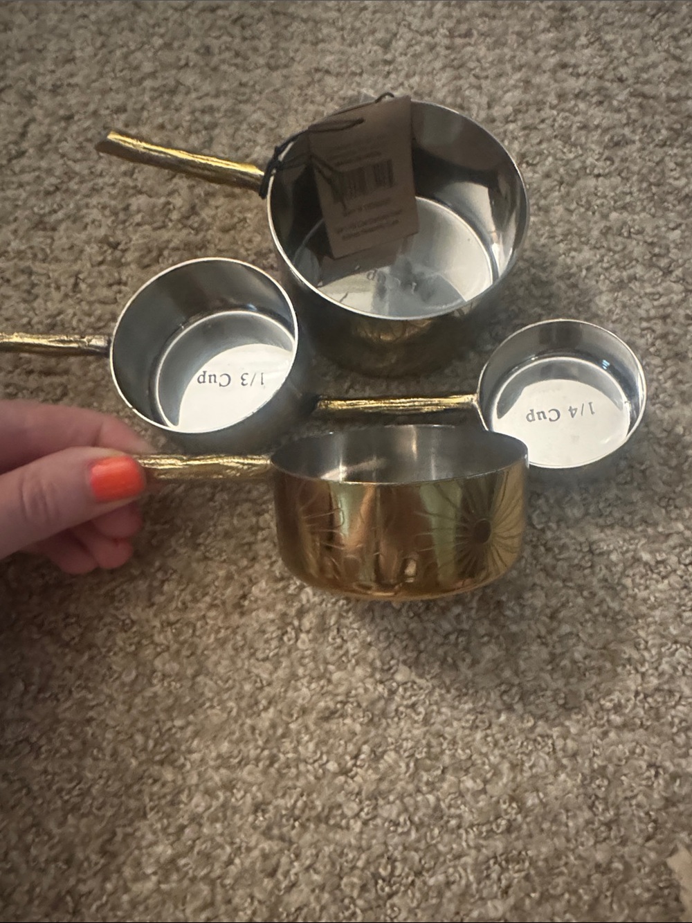 Creative Co-Op Stainless Steel Measuring Cups with Gold Handles